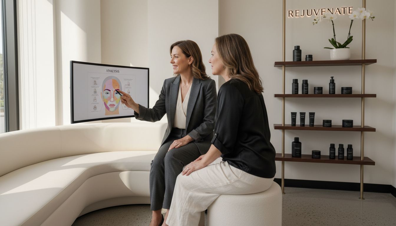 Clinician consulting patient about anti-ageing