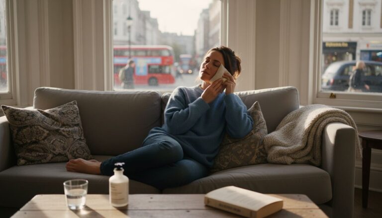 Harley Street Aesthetic Clinic 24 Woman recovering after injectables in London flat