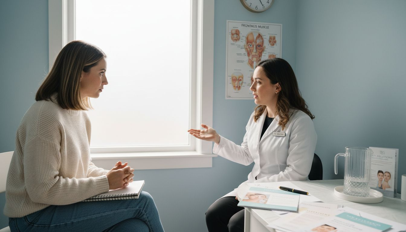 Woman and practitioner at cosmetic clinic consult