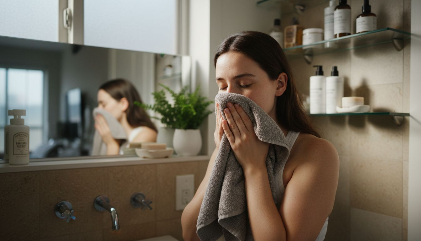 Woman follows gentle morning skincare routine