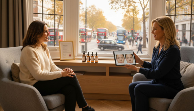 Woman consulting about fillers in London clinic