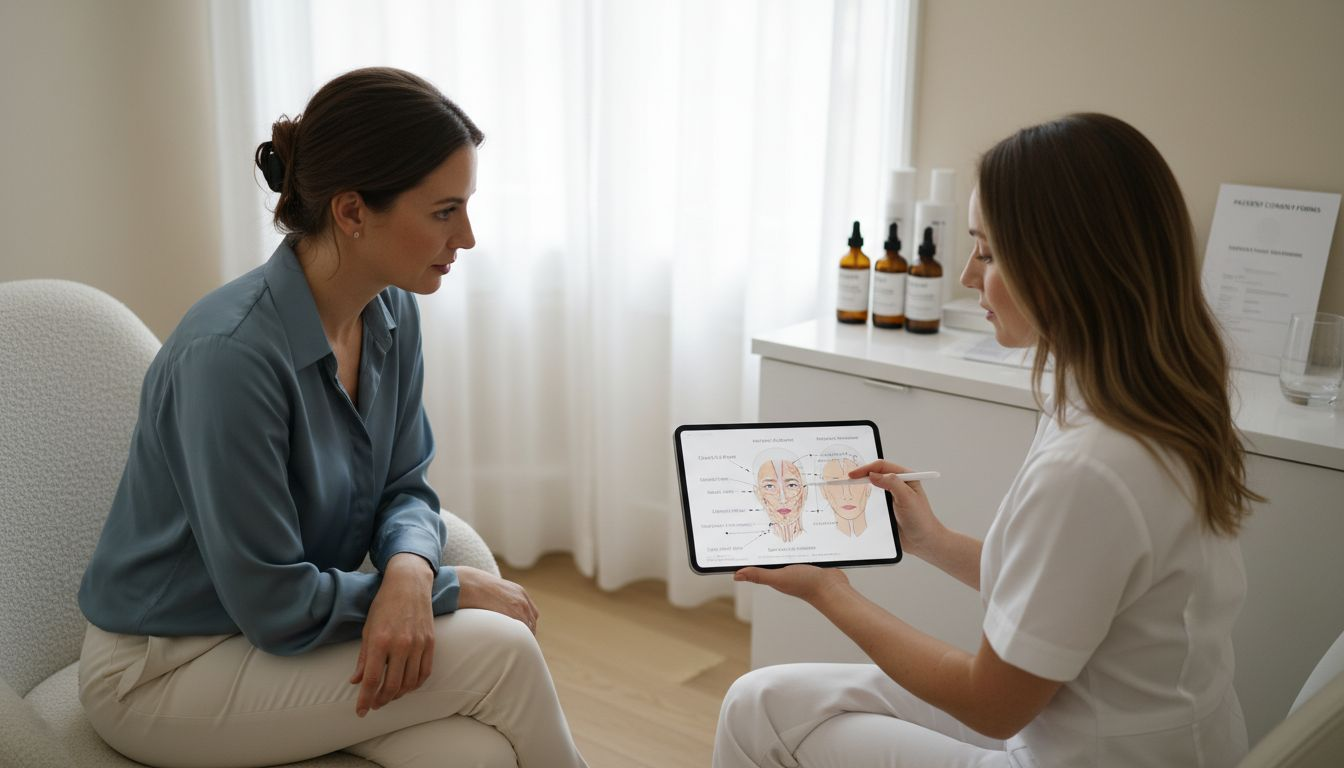 Woman consulting facial aesthetics expert