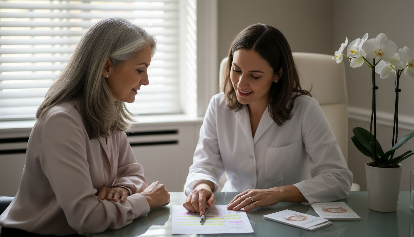 Middle-aged woman in clinic consultation
