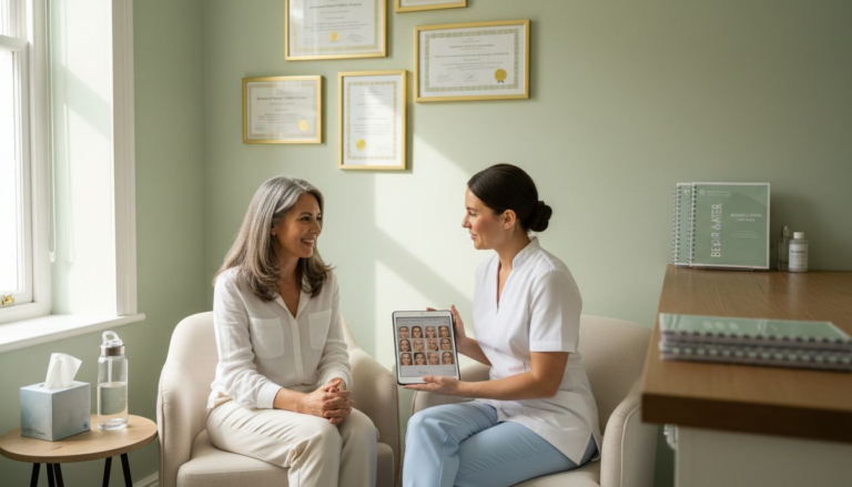 Woman consulting for full face rejuvenation