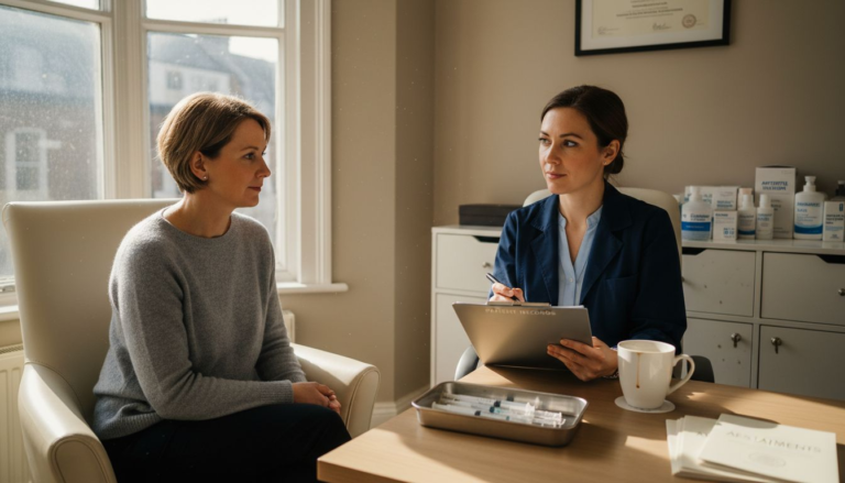 Patient discussing cosmetic treatment options
