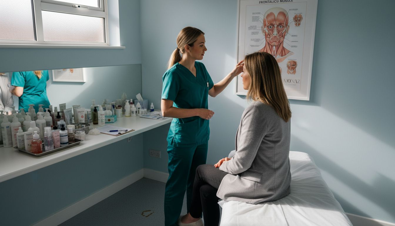 Patient consulting practitioner about dermal fillers