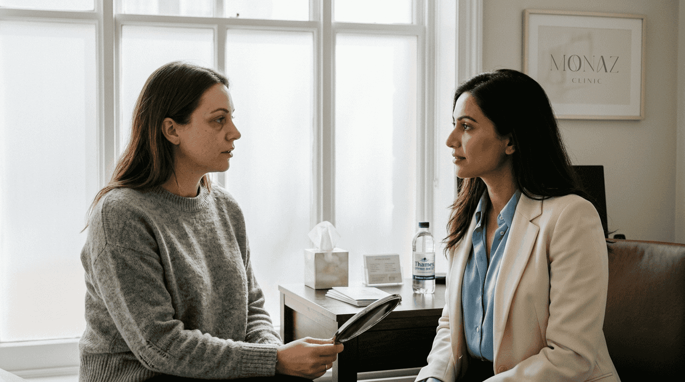 Clinic consultation about under eye fillers