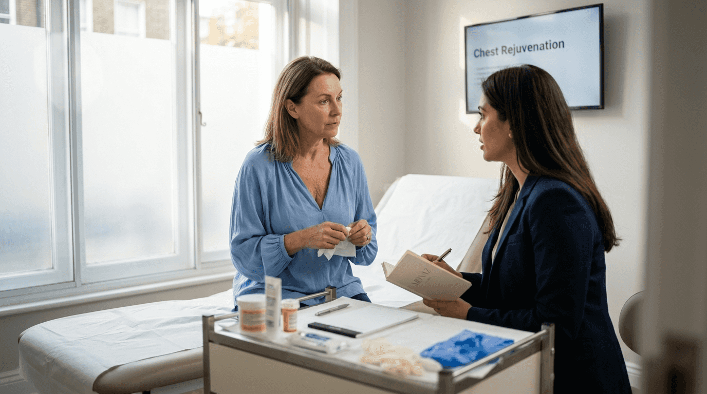 Consultation for chest wrinkle treatment at clinic