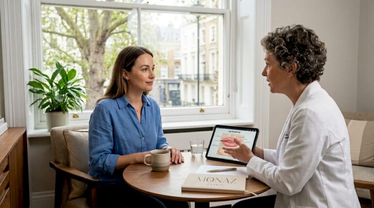 Lip augmentation patient consults in London clinic