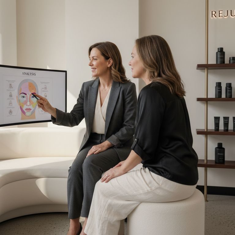 Clinician consulting patient about anti-ageing