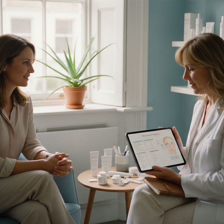 Consultation in Harley Street skin clinic exam room