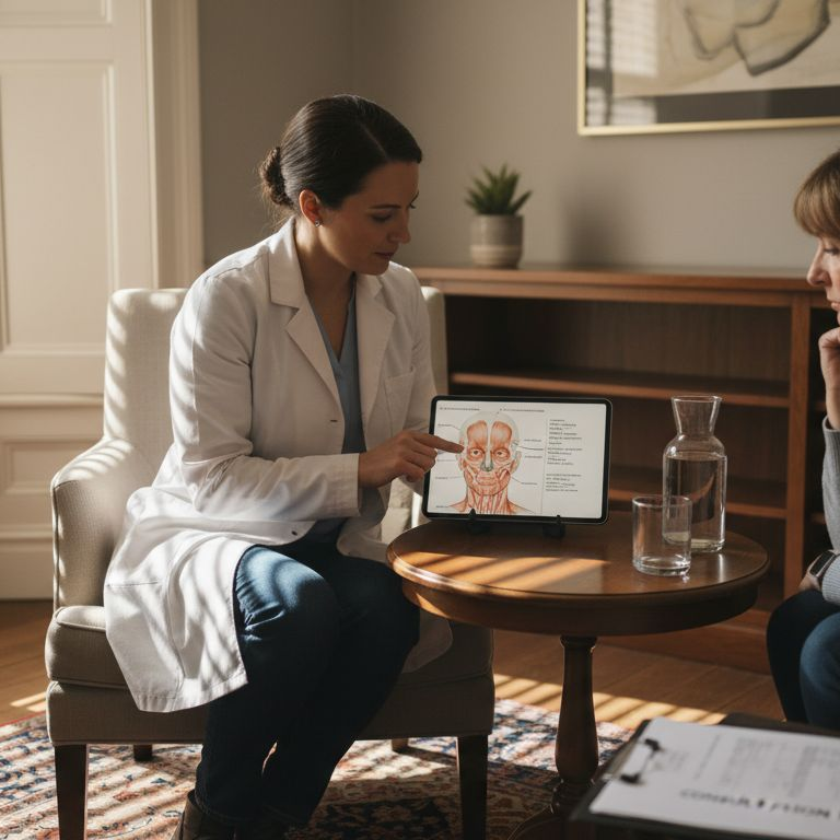 Practitioner consulting with client in clinic room