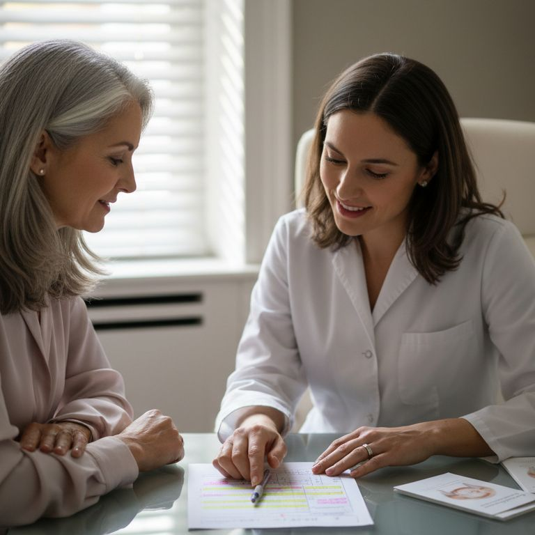 Middle-aged woman in clinic consultation