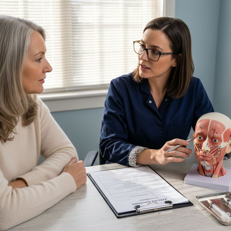 Patient and practitioner discussing facial fillers