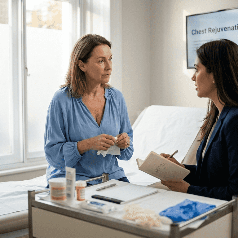 Consultation for chest wrinkle treatment at clinic