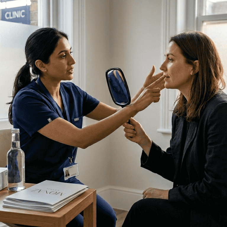 Patient consultation for smile line fillers