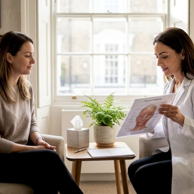 Facial assessment at a London clinic consultation