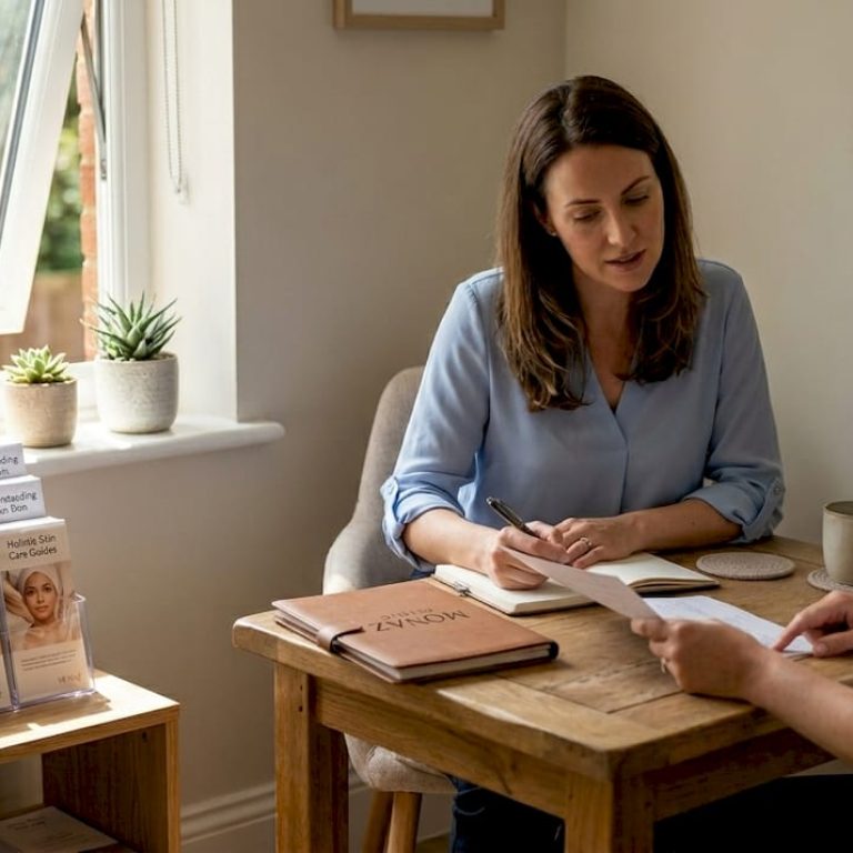 Aesthetic consultation in a sunlit clinic room