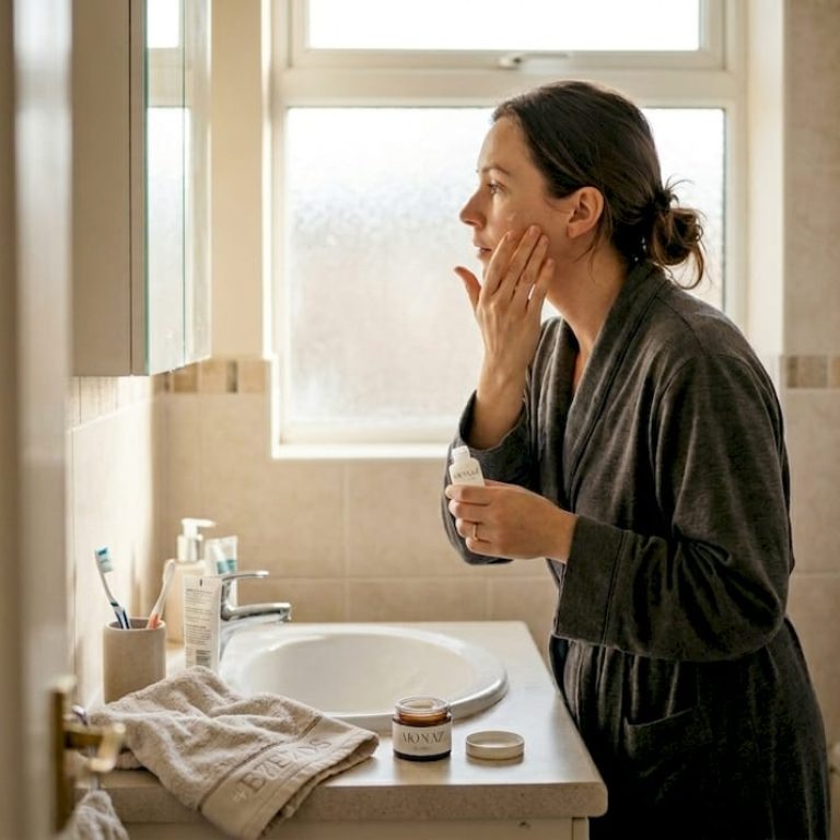 Woman applying serum during skincare routine