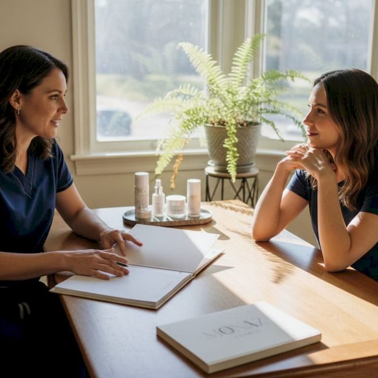 Practitioner consulting client in London clinic